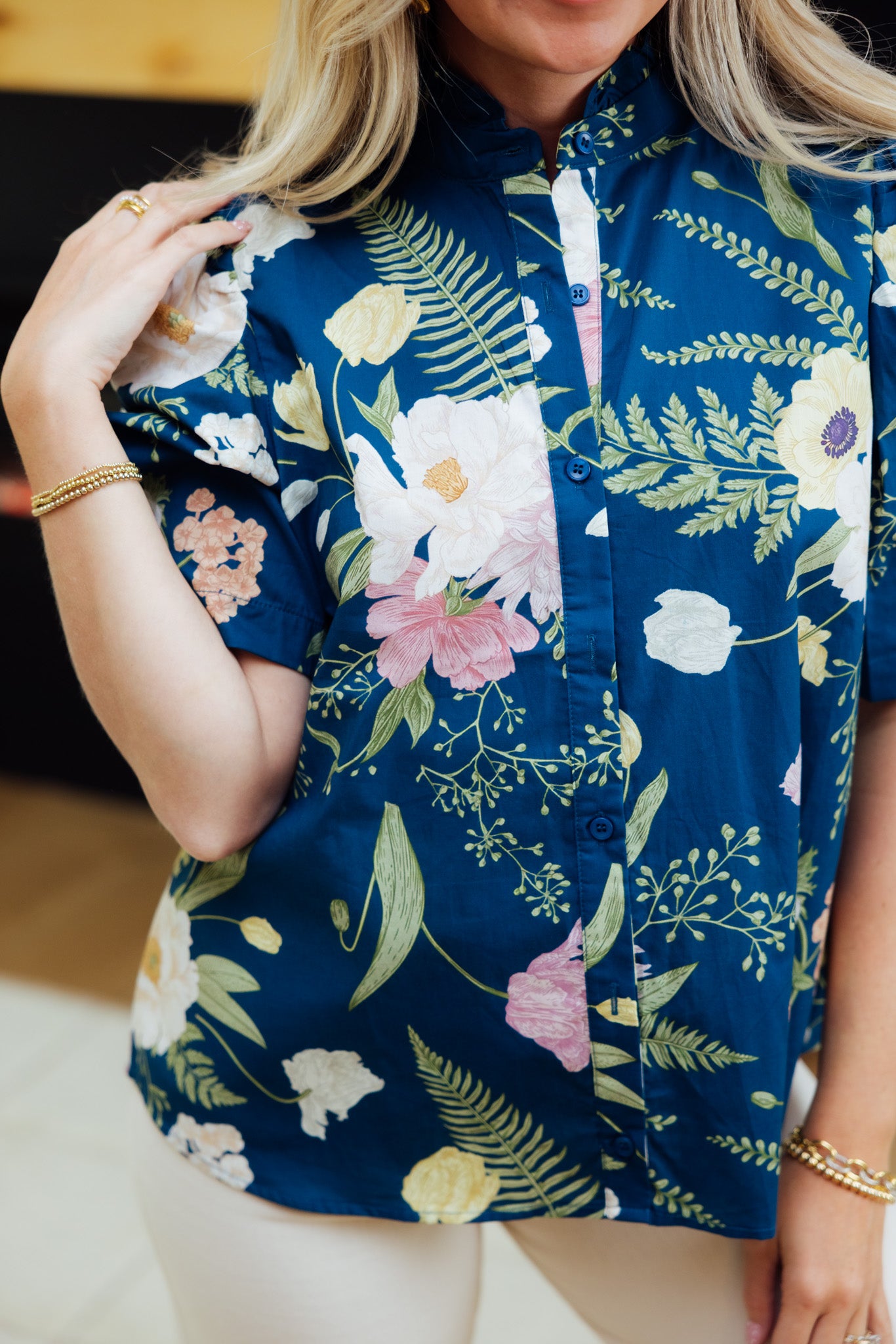 Teal Floral Blouse