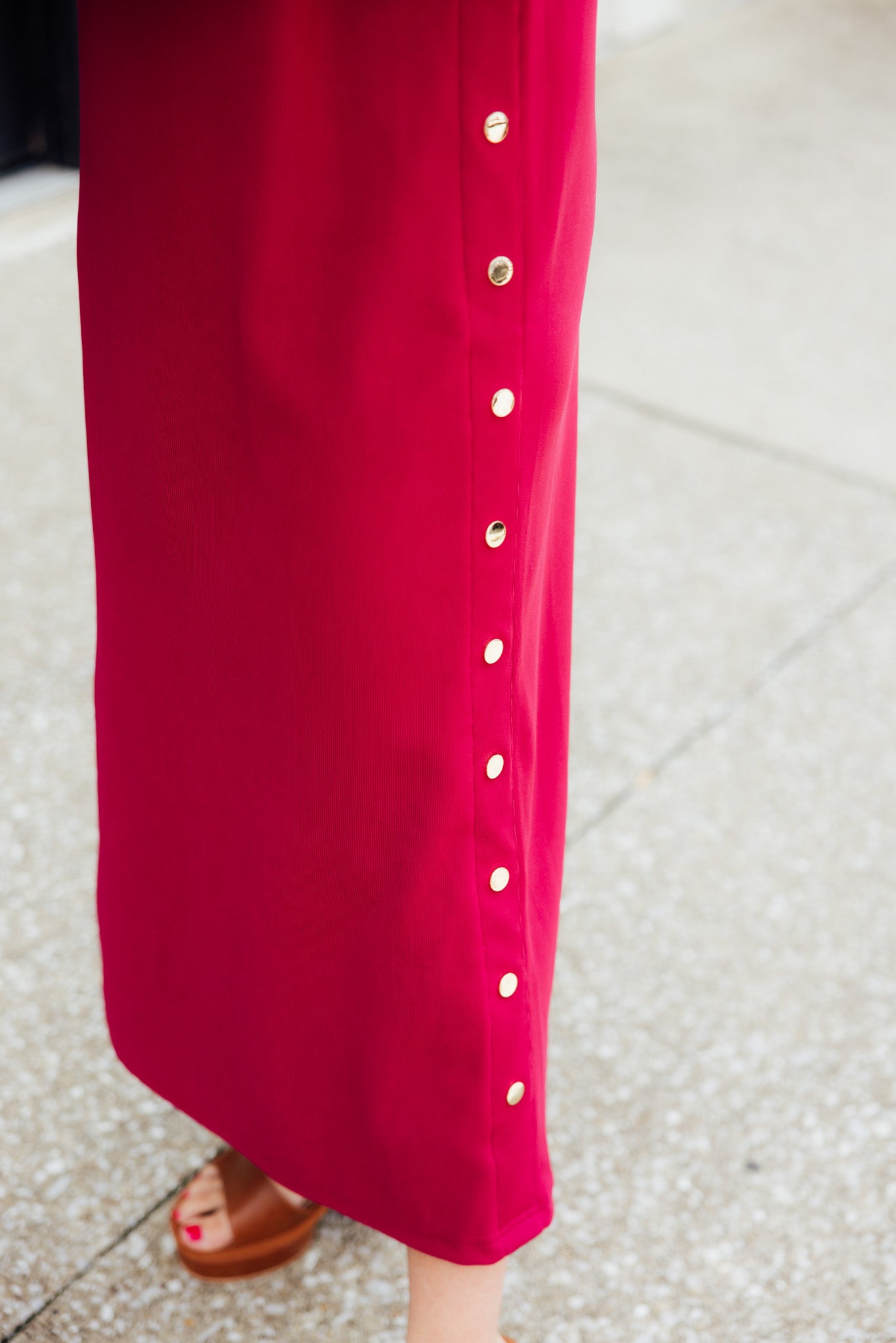 Ribbed Gold Button Dress