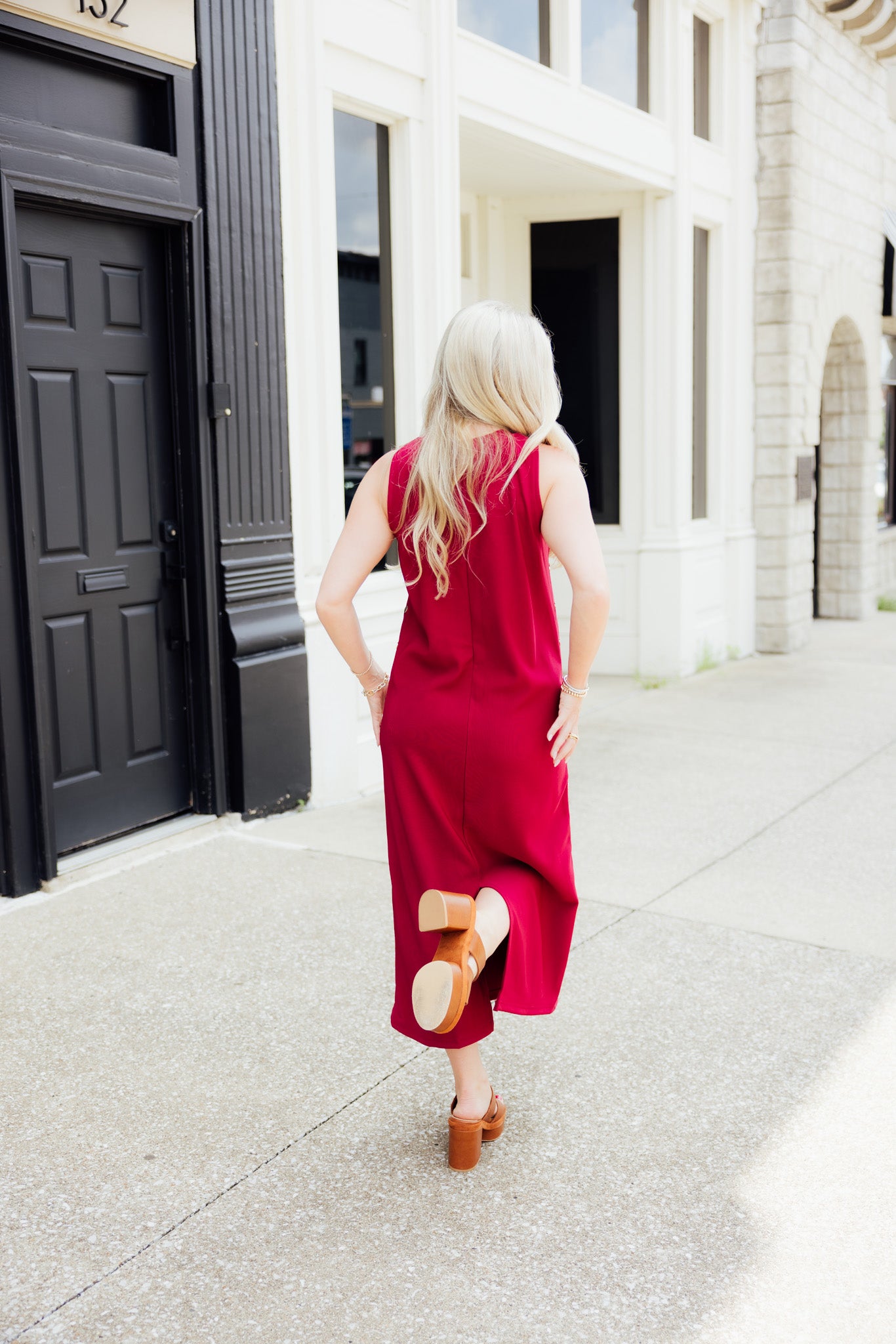Ribbed Gold Button Dress
