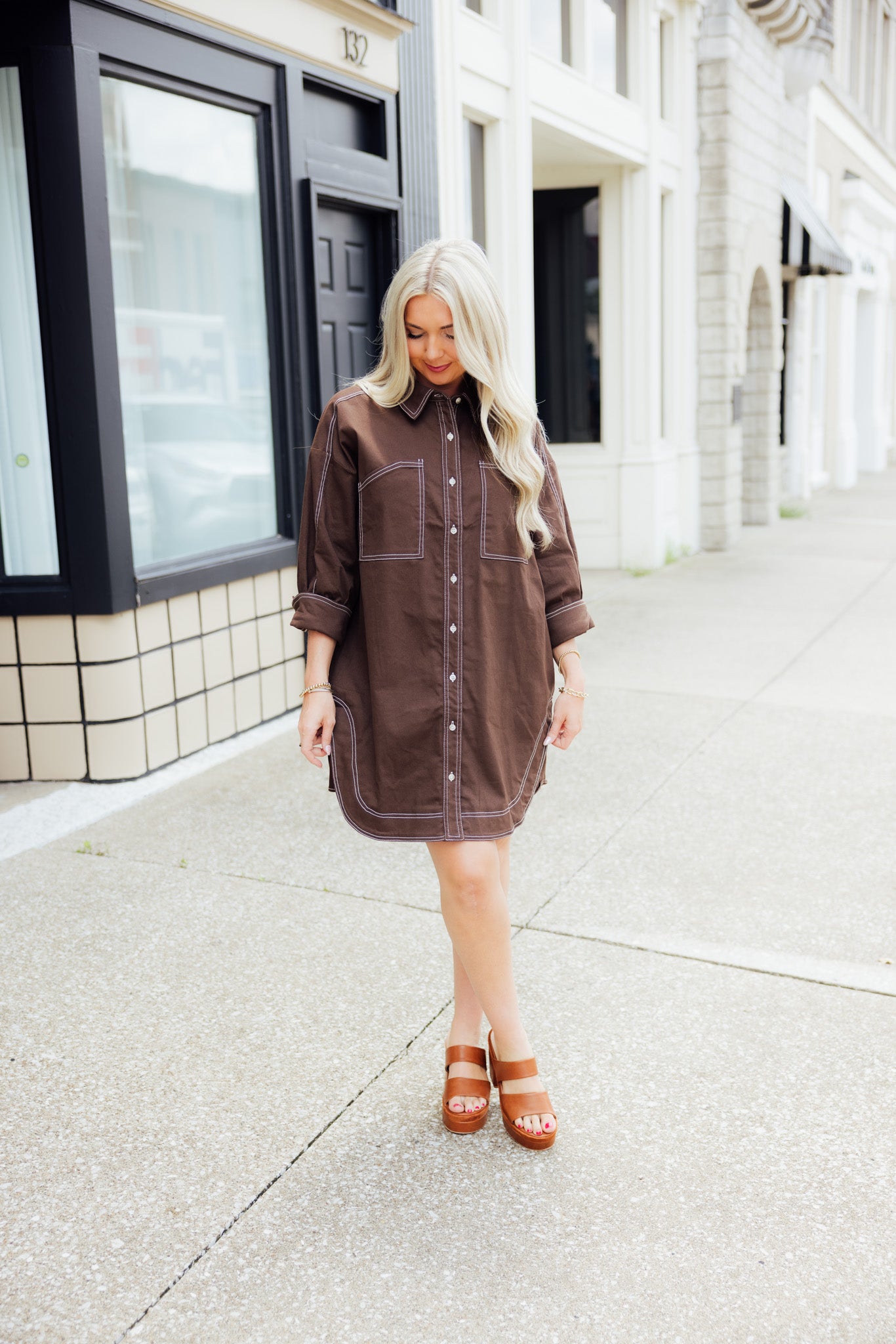 Espresso Stitch Mini Dress