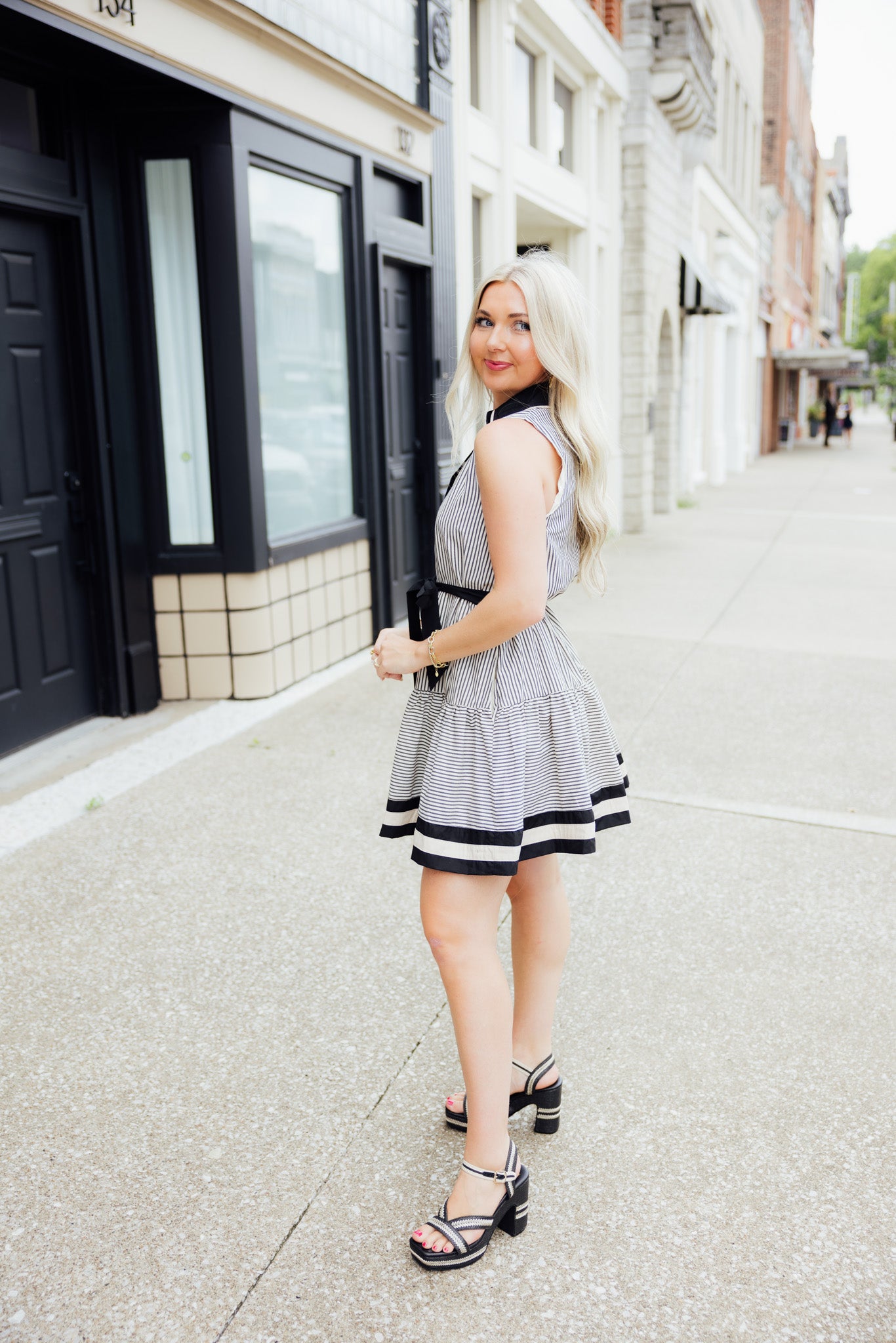 Black Striped Sleeveless Dress