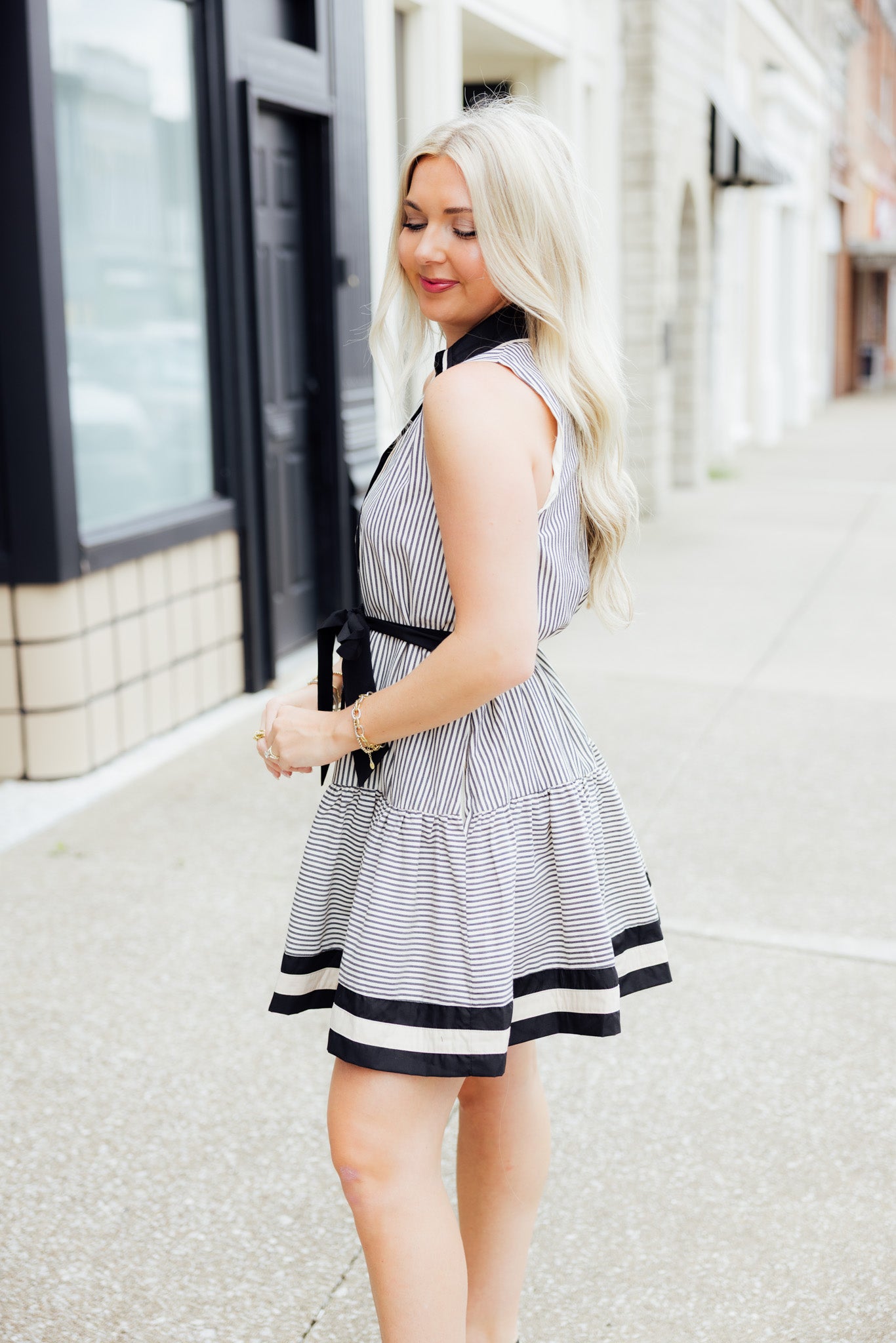 Black Striped Sleeveless Dress
