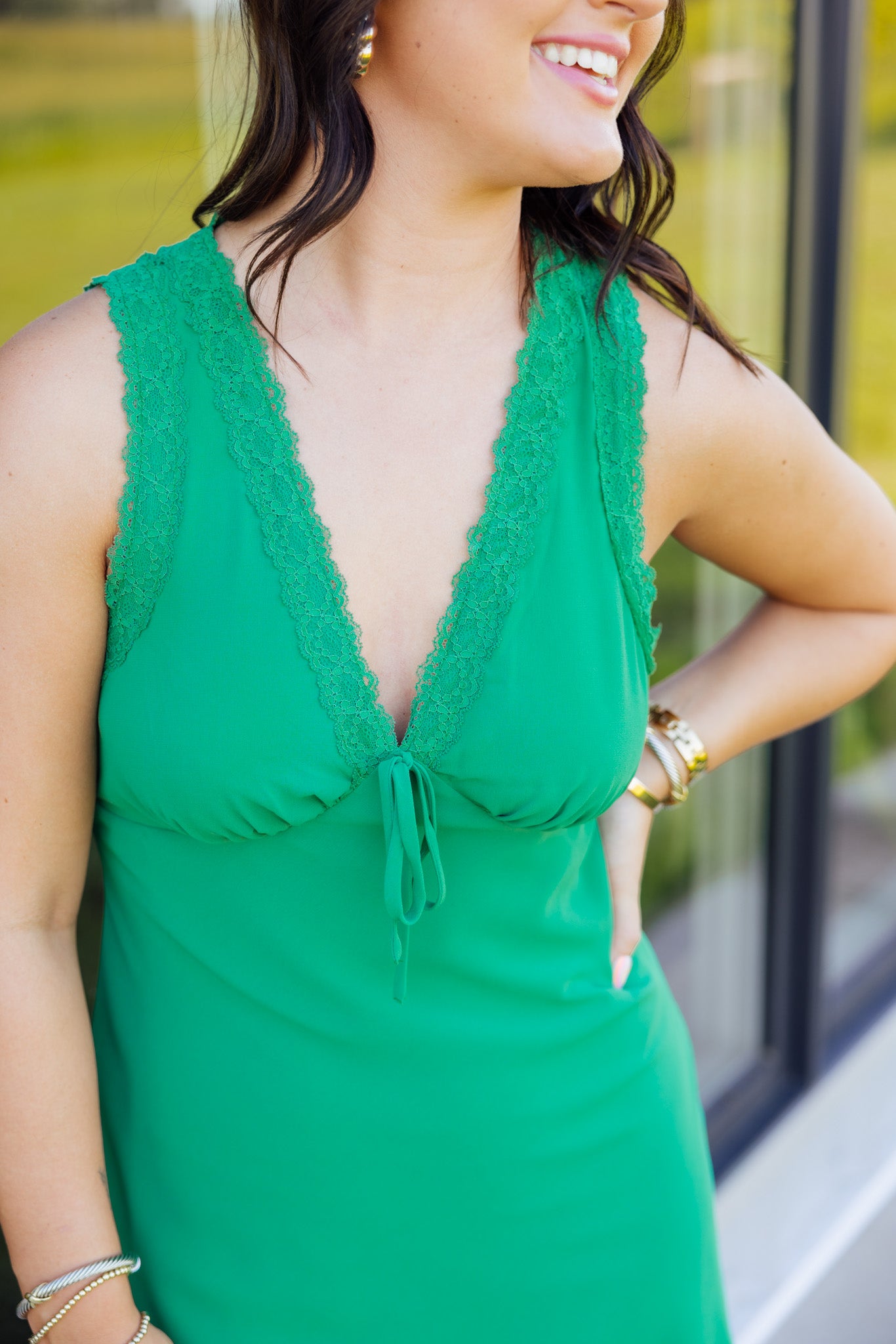 Green Lace Mini Dress