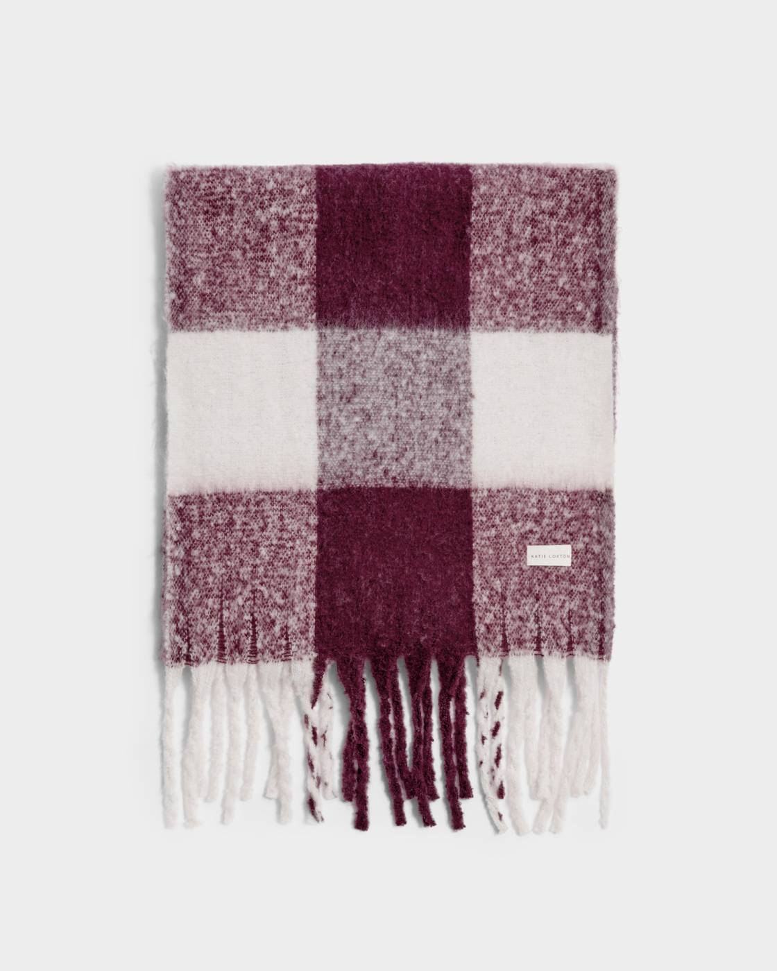 Maroon Checked Tassel Scarf