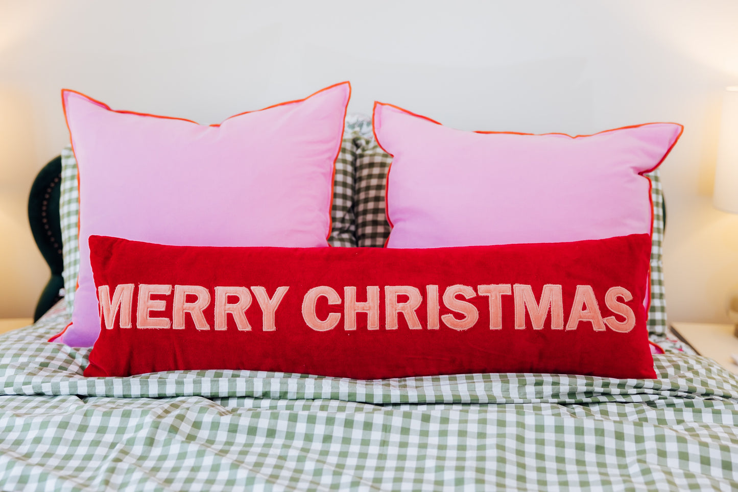 Merry Christmas Velvet Lumbar Pillow