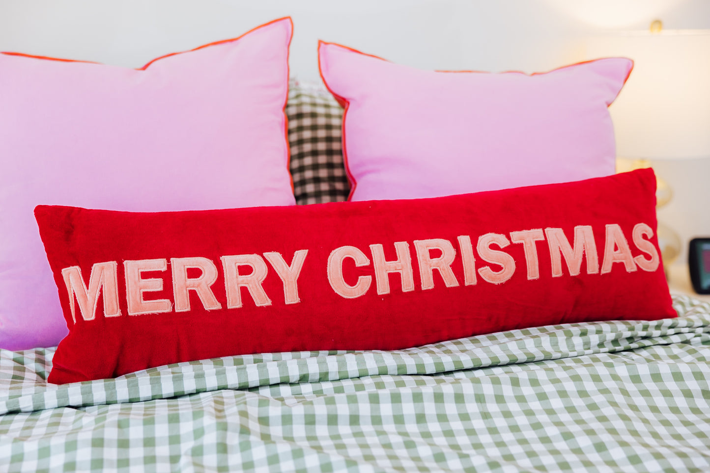 Merry Christmas Velvet Lumbar Pillow