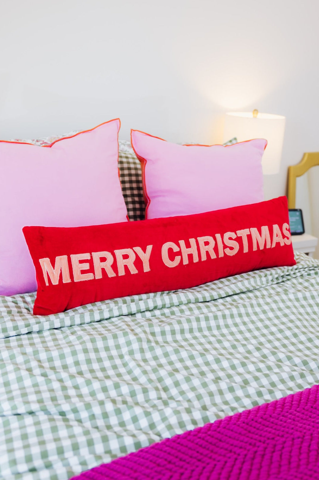 Merry Christmas Velvet Lumbar Pillow