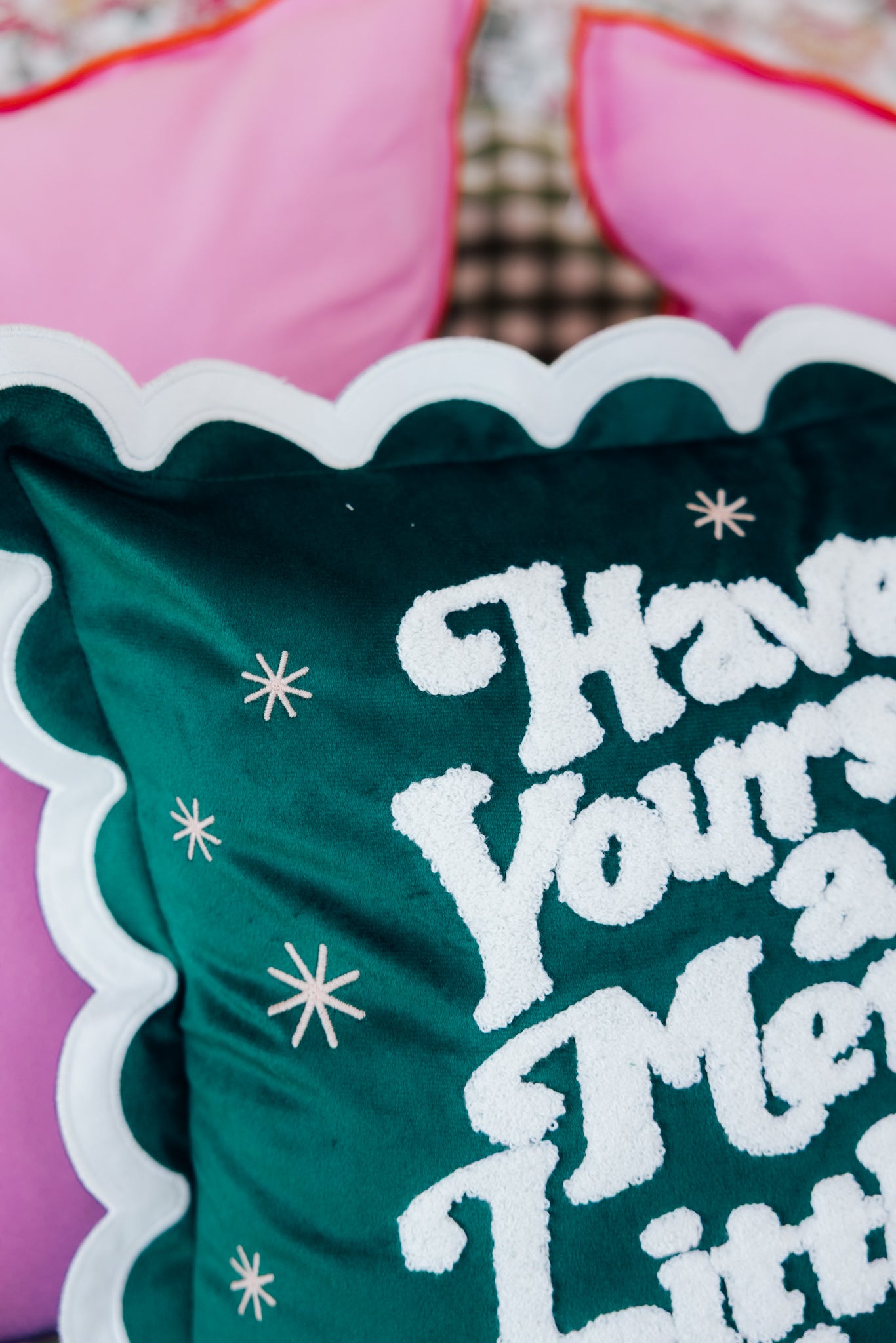 Merry Little Christmas Scallop Pillow