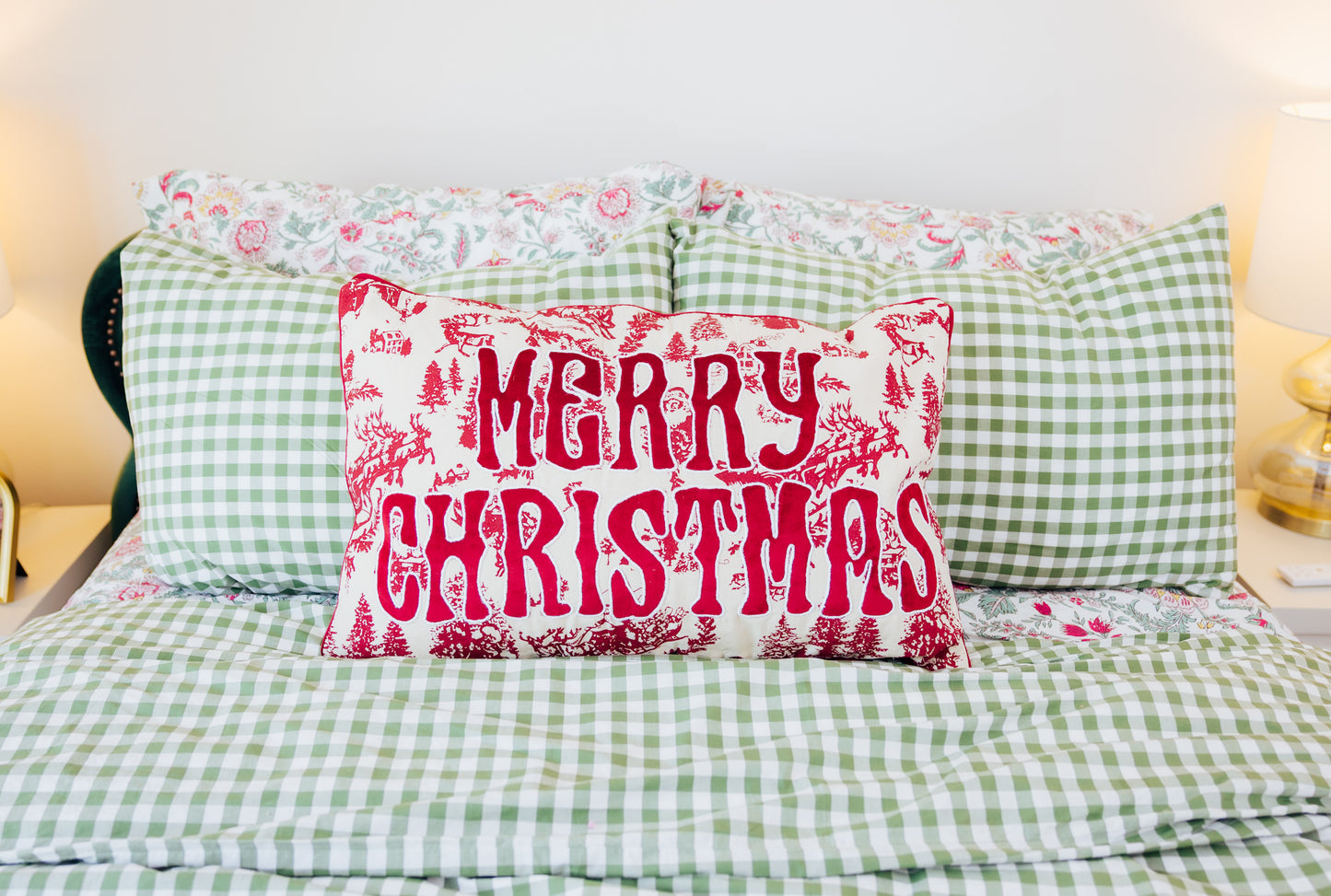 Red Christmas Toile Pillow