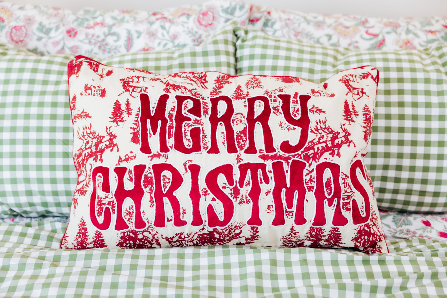 Red Christmas Toile Pillow