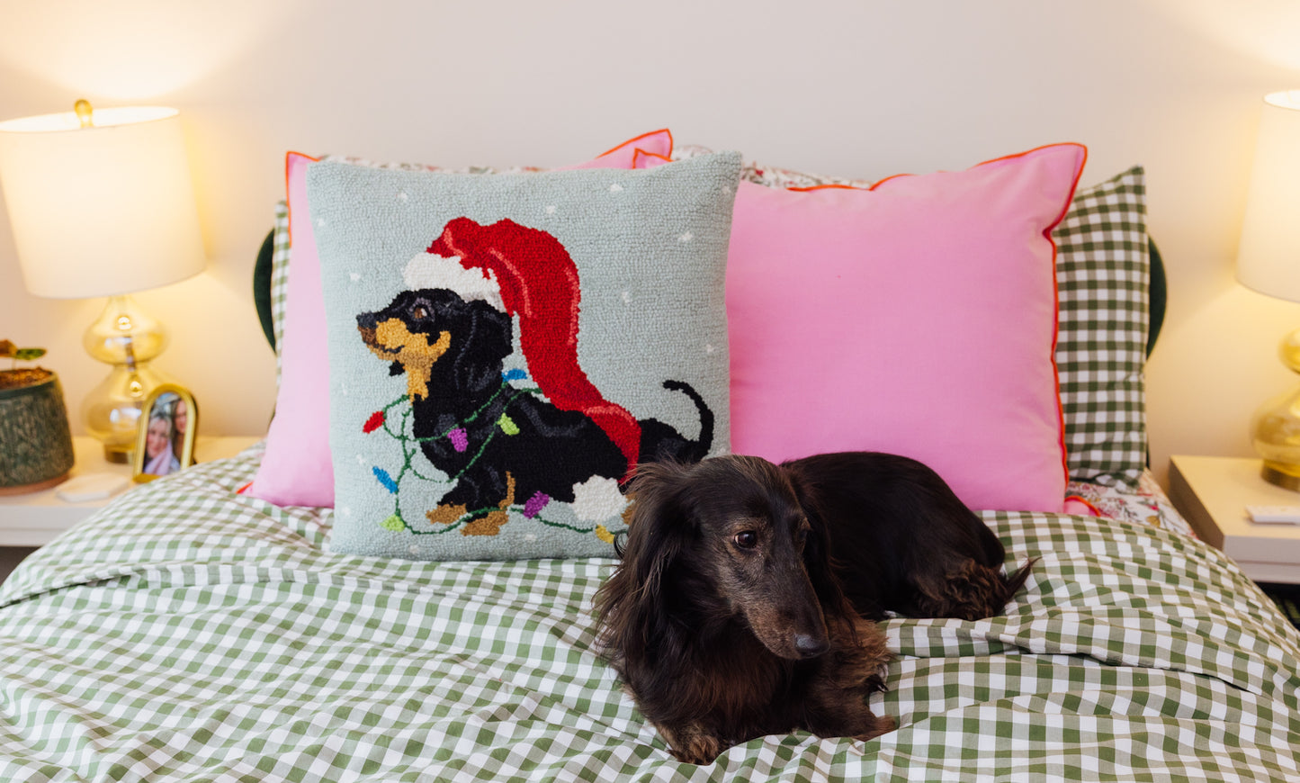Christmas Dachshund Hook Pillow