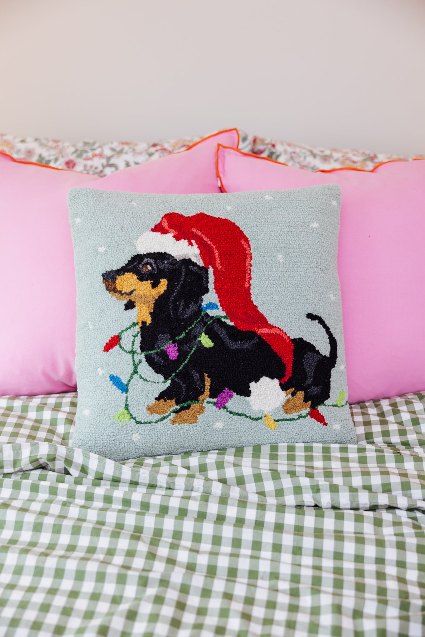 Christmas Dachshund Hook Pillow