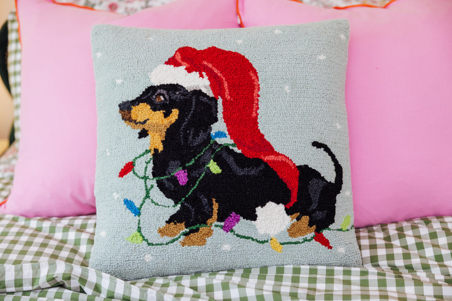 Christmas Dachshund Hook Pillow