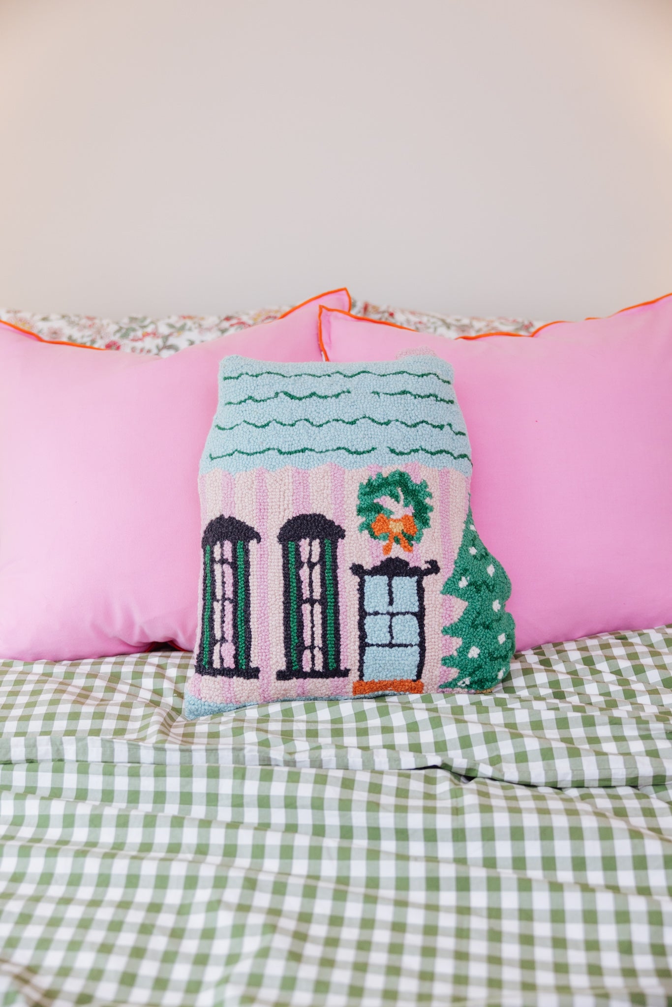 Holly Stripe Shaped House Hook Pillow