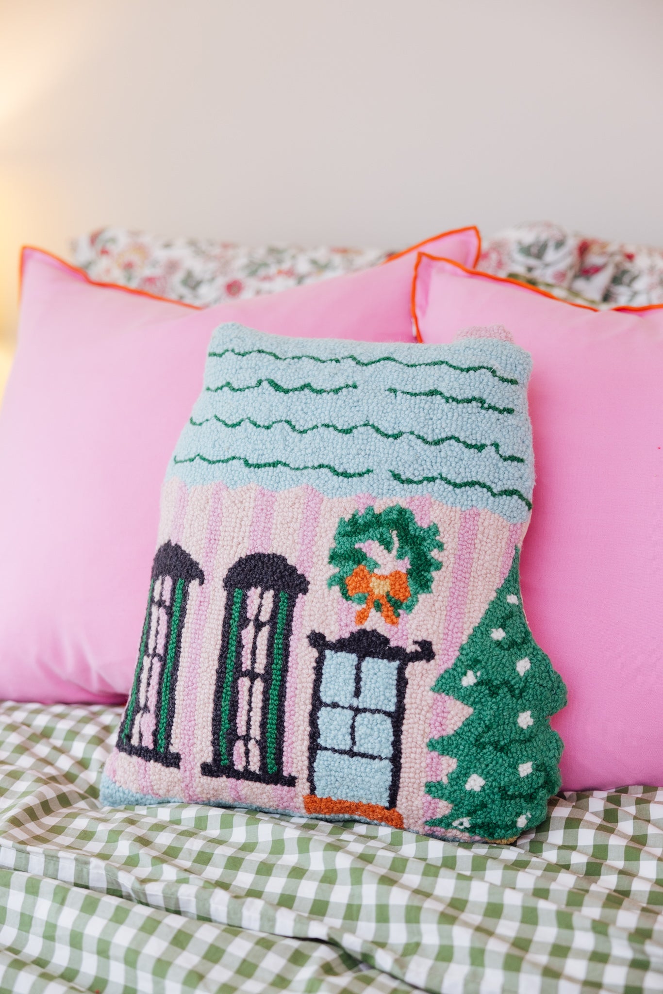 Holly Stripe Shaped House Hook Pillow