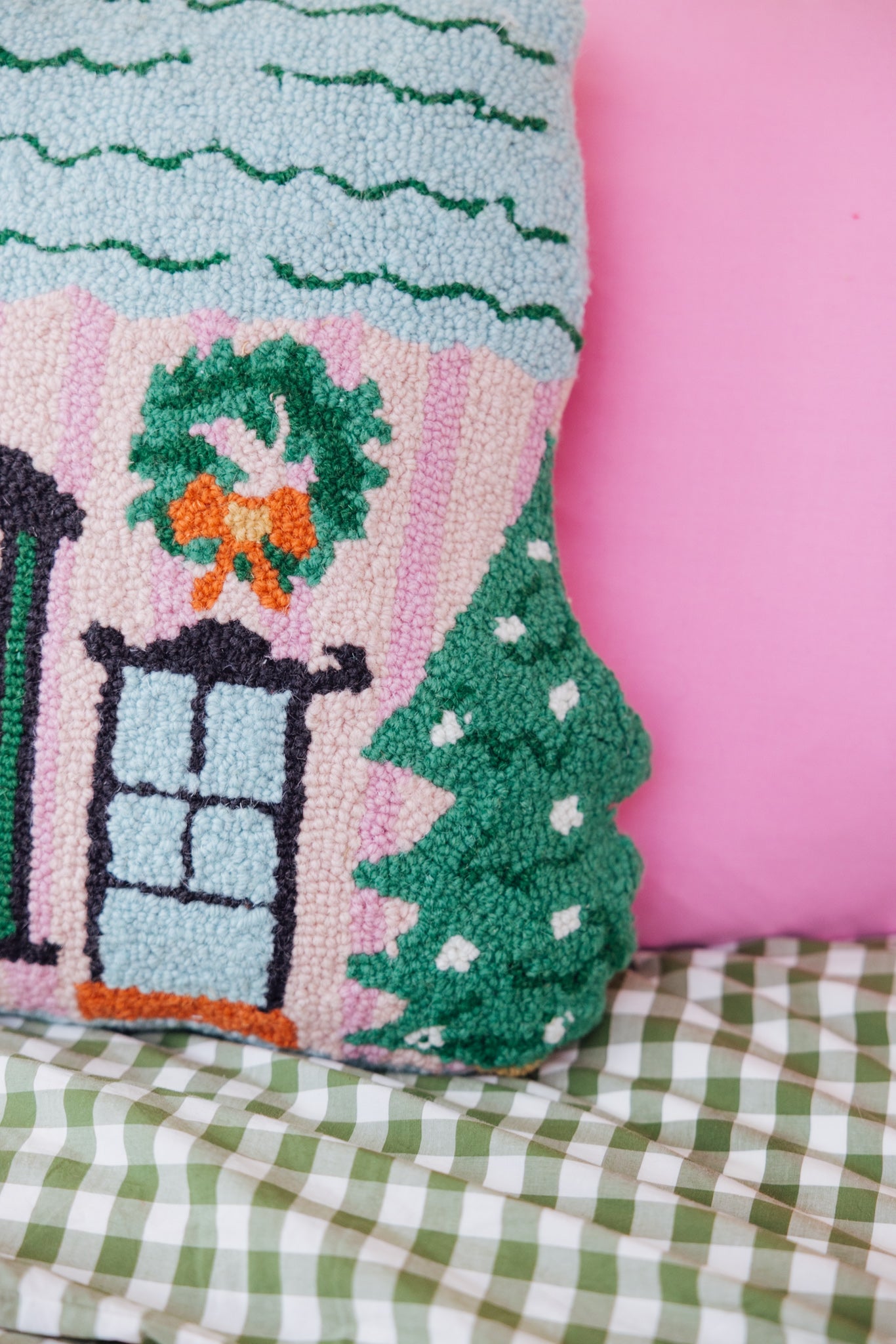 Holly Stripe Shaped House Hook Pillow