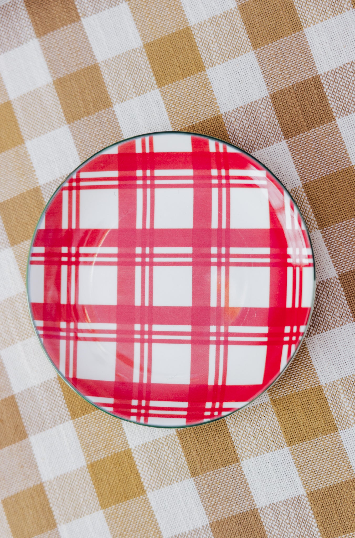 Holiday Plaid Appetizer Christmas Plate