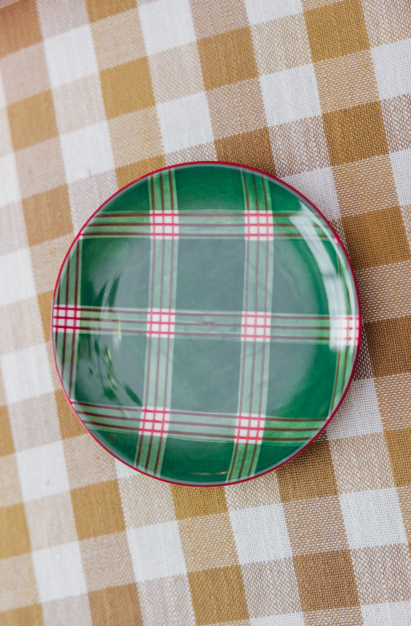 Holiday Plaid Appetizer Christmas Plate