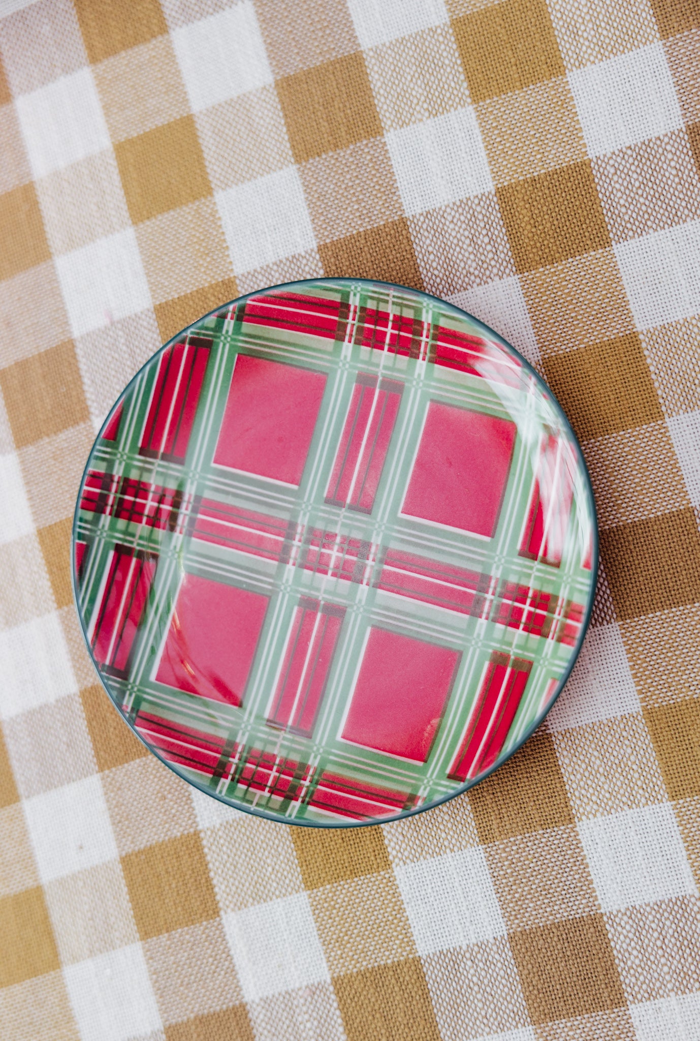 Holiday Plaid Appetizer Christmas Plate