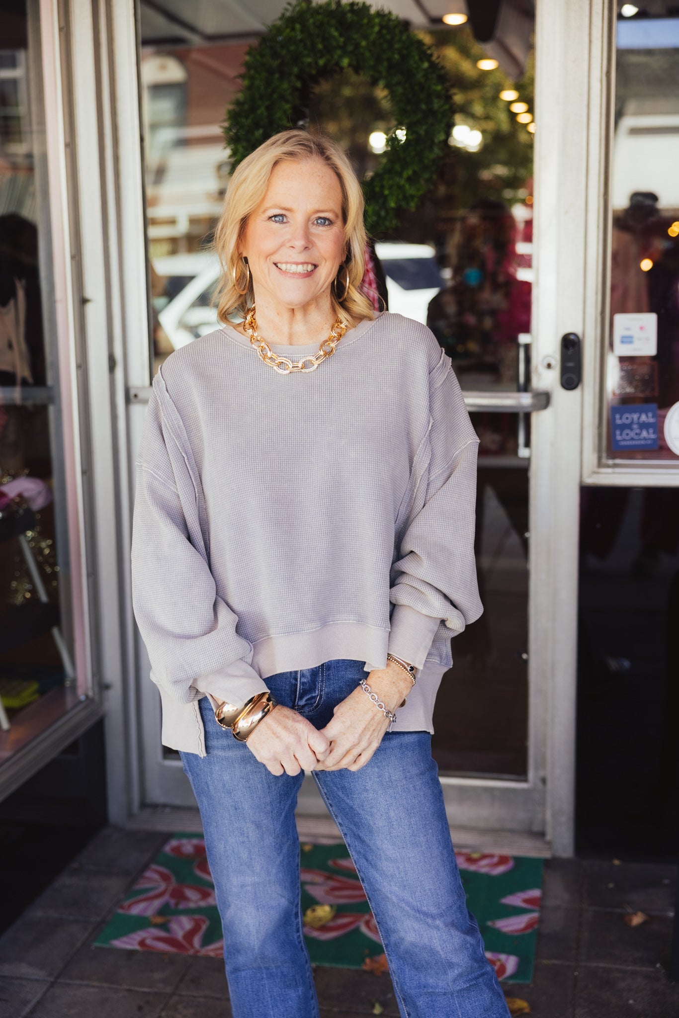 Dusty Blue Thermal Pullover
