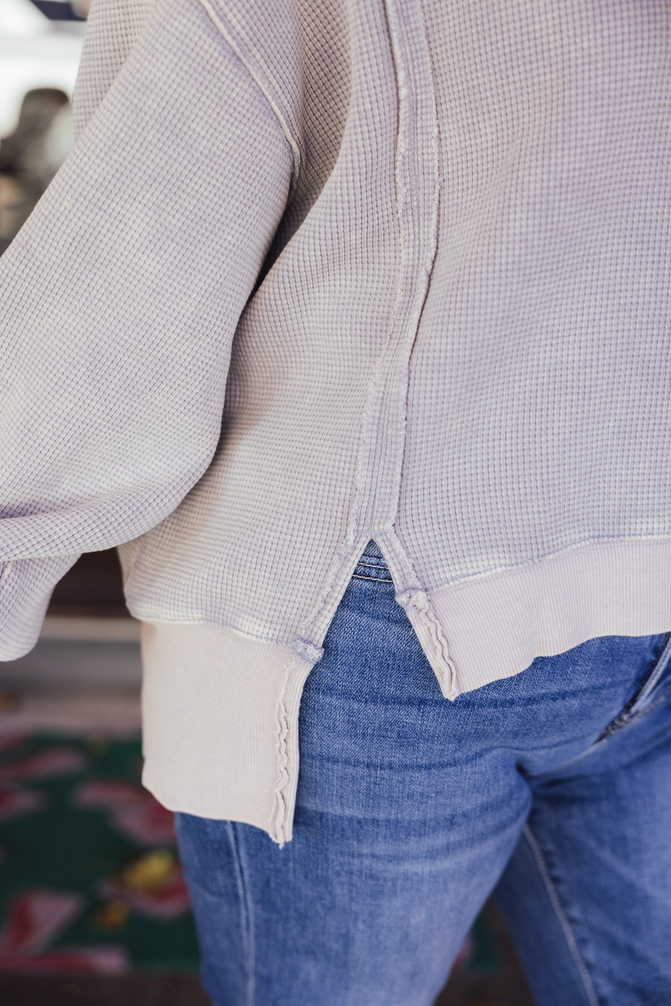 Dusty Blue Thermal Pullover