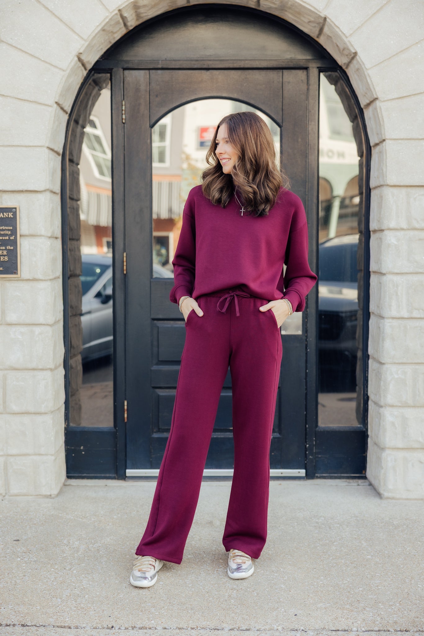 Wine Scuba Pant Set