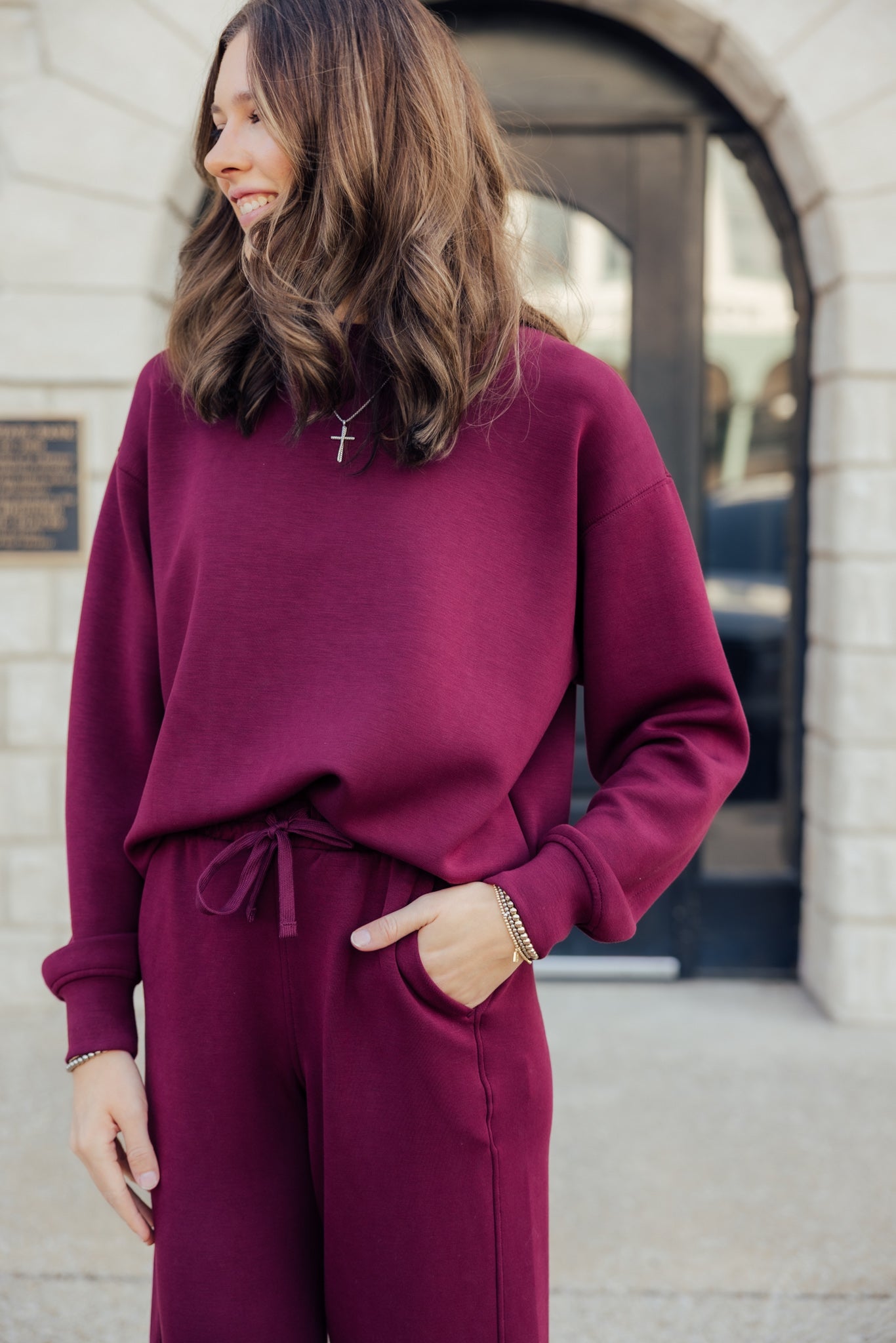 Wine Scuba Pant Set