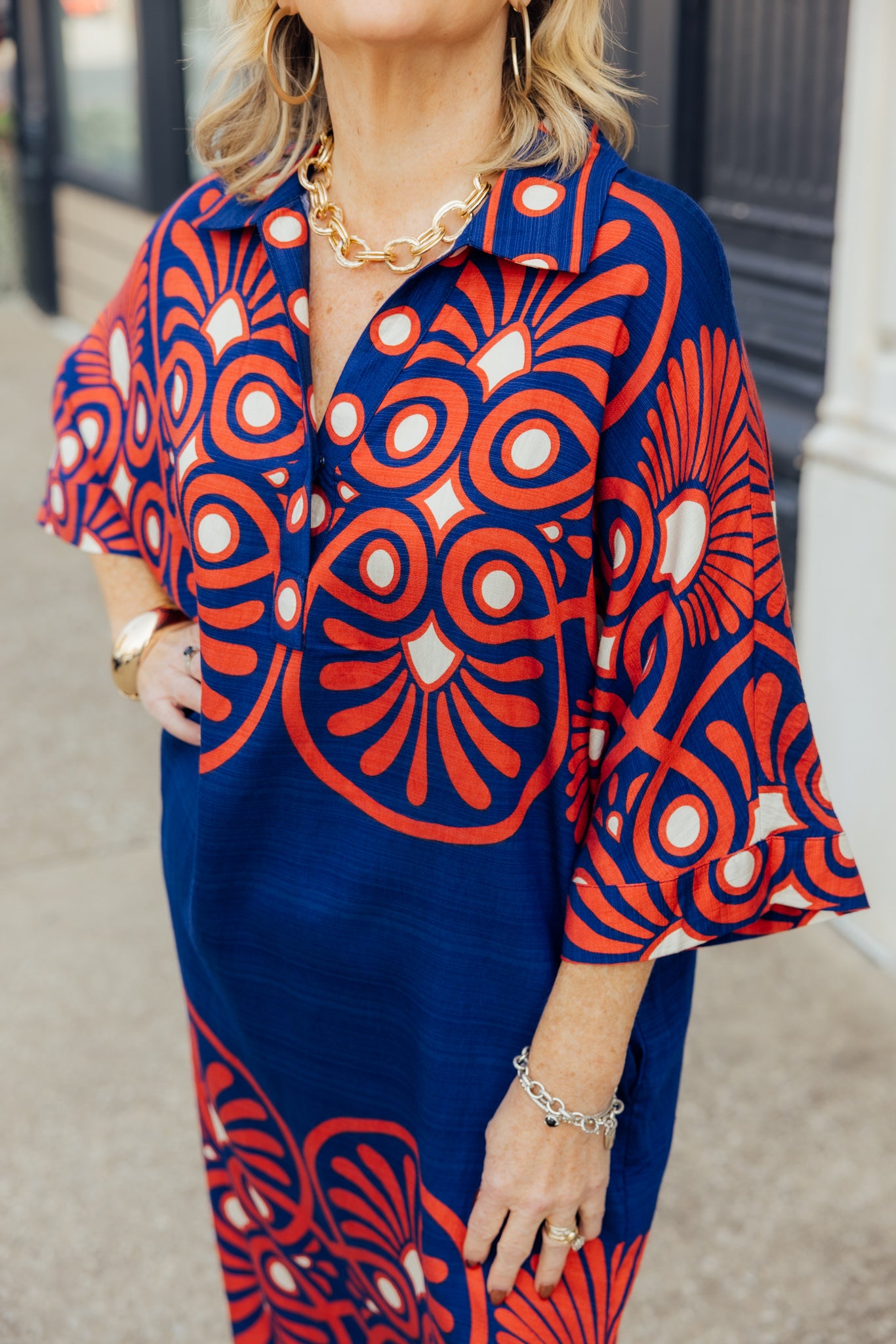 Navy Fall Midi Dress