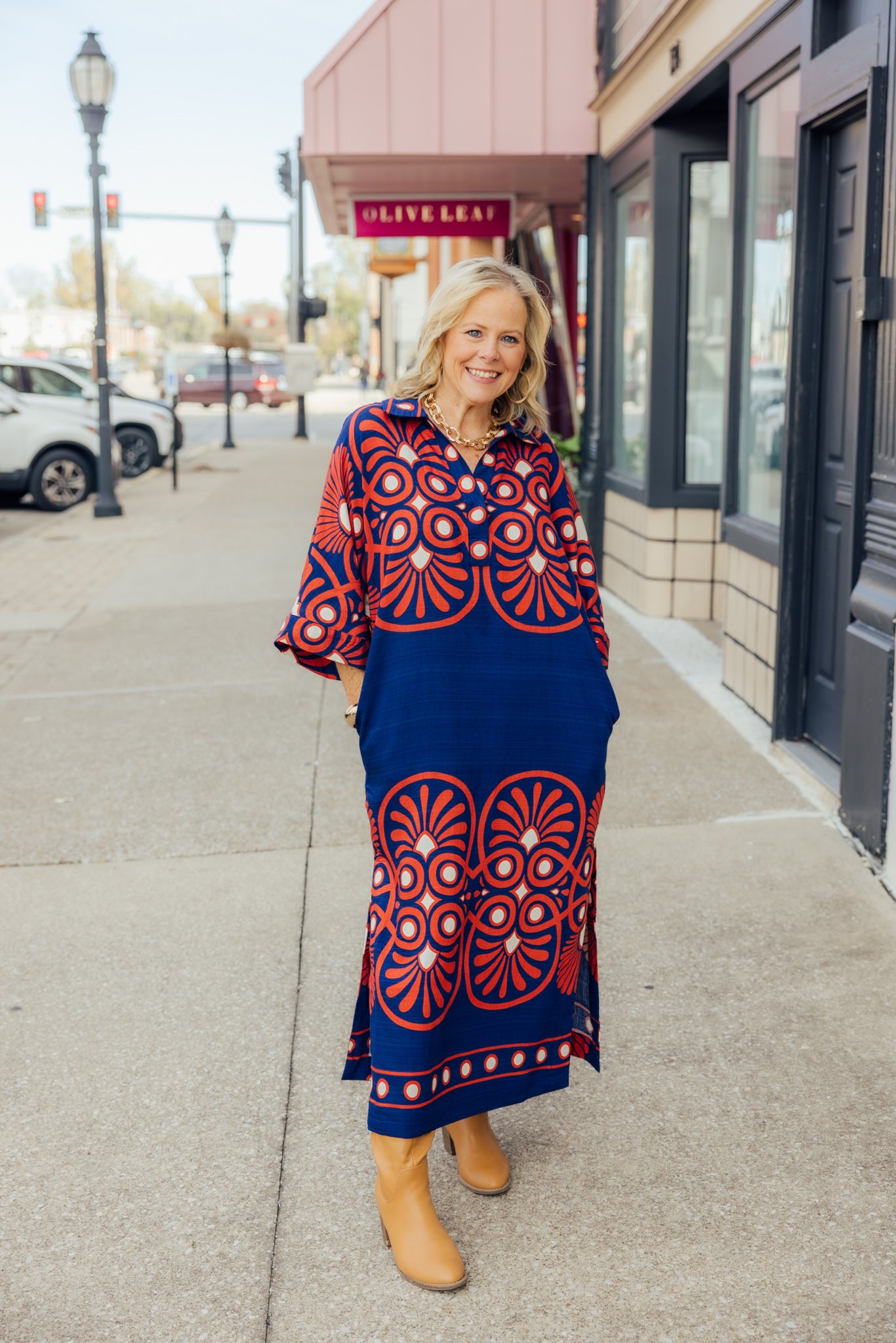Navy Fall Midi Dress