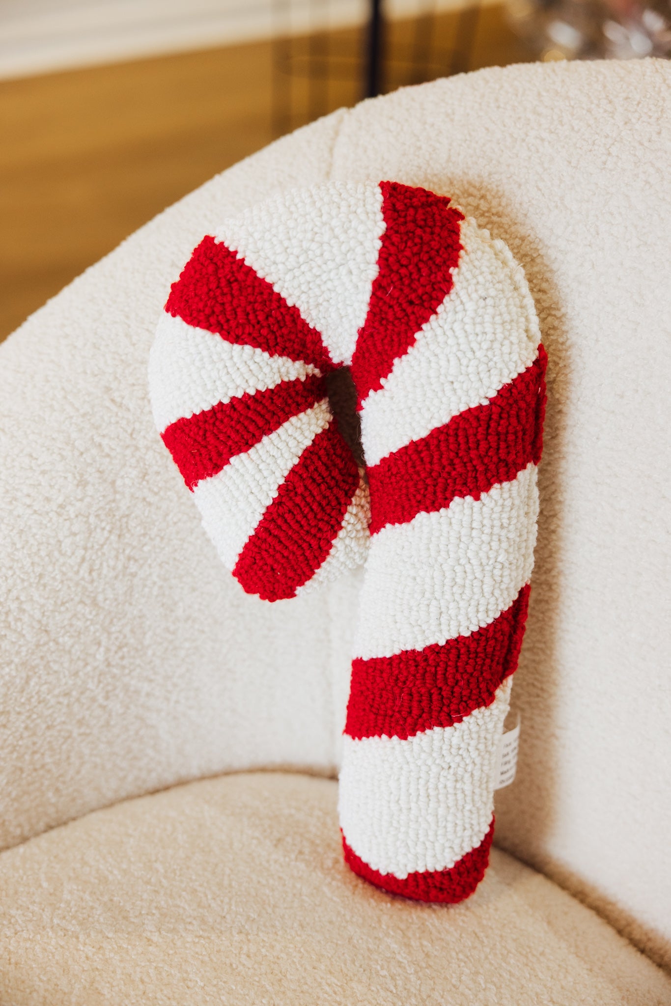 Shaped Candy Cane Hook Pillow