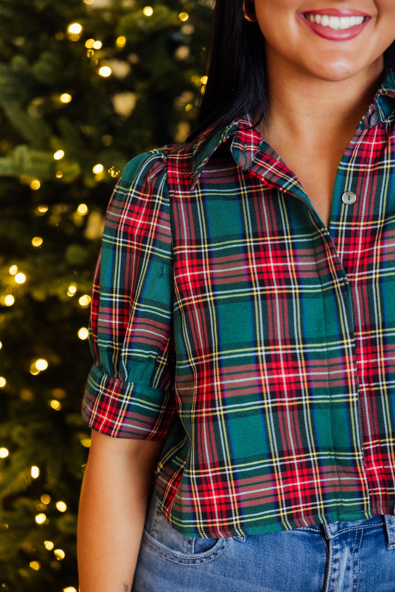 Green Tartan Skirt Set