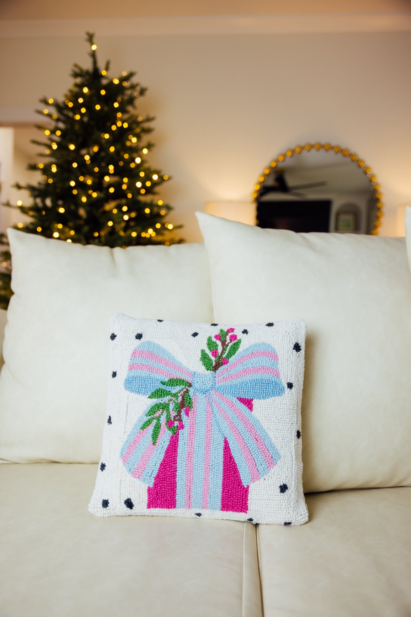 Spotted Holiday Present Hook Pillow