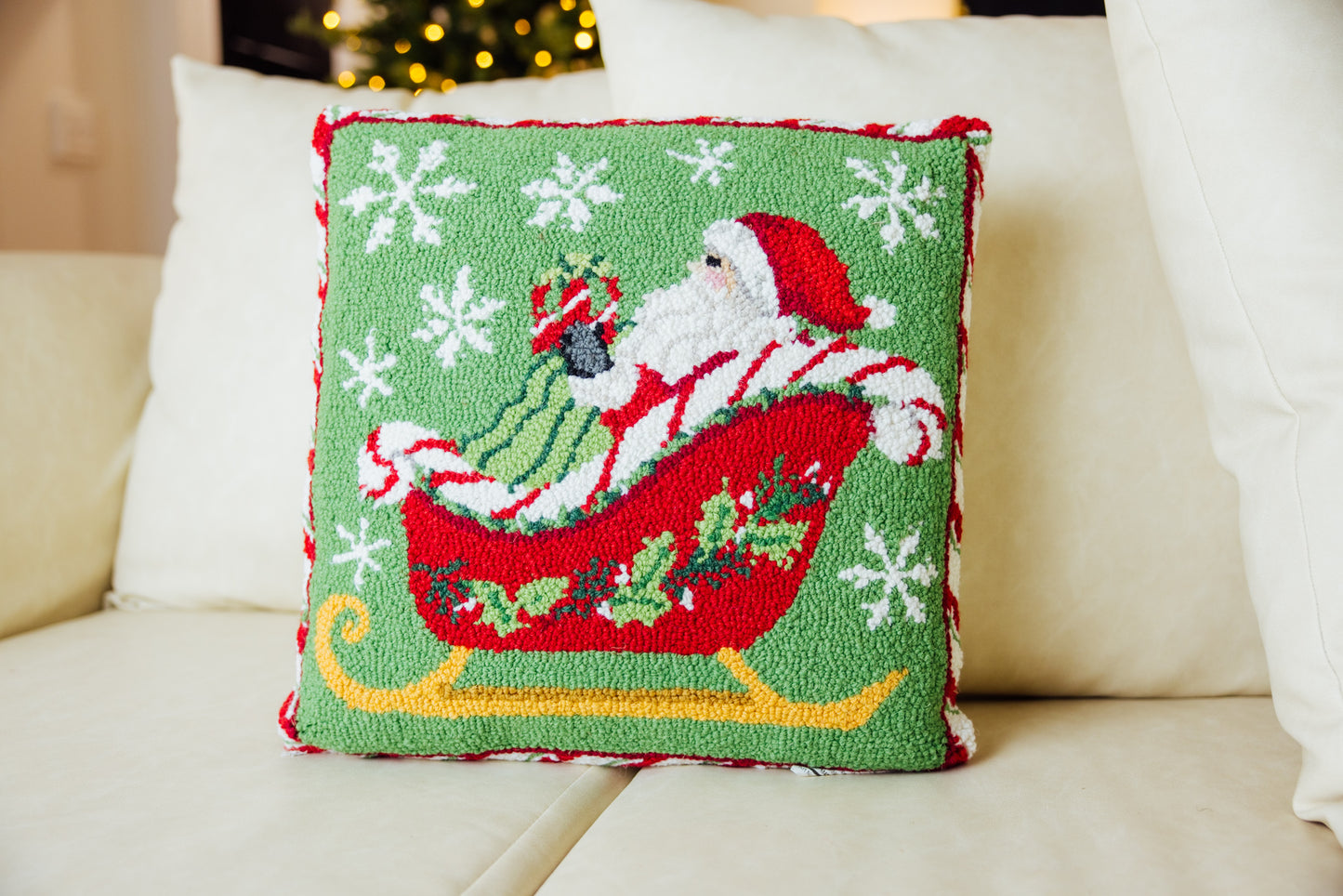 Santa Sleigh Hook Pillow