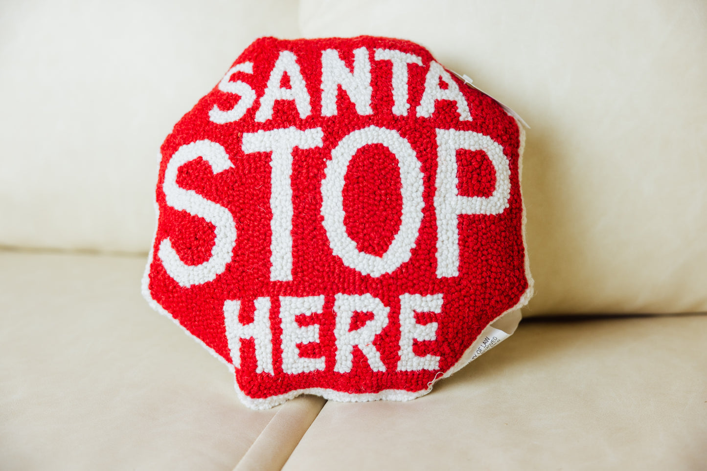 Shaped Santa Stop Sign Hook Pillow