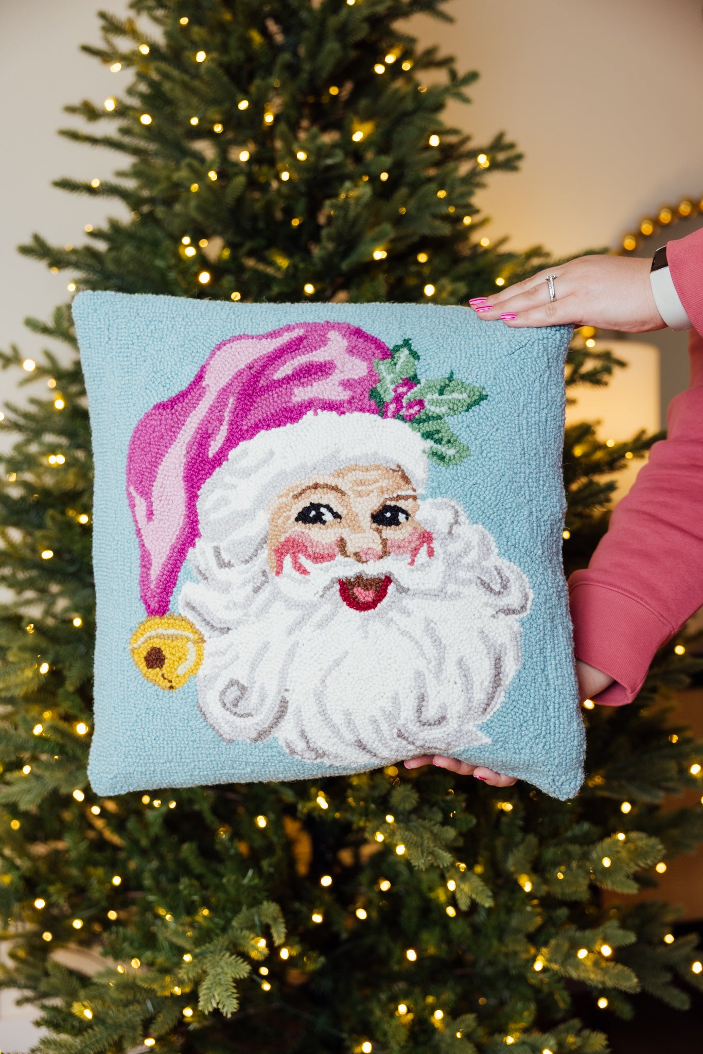 Retro Pink Santa Hook Pillow