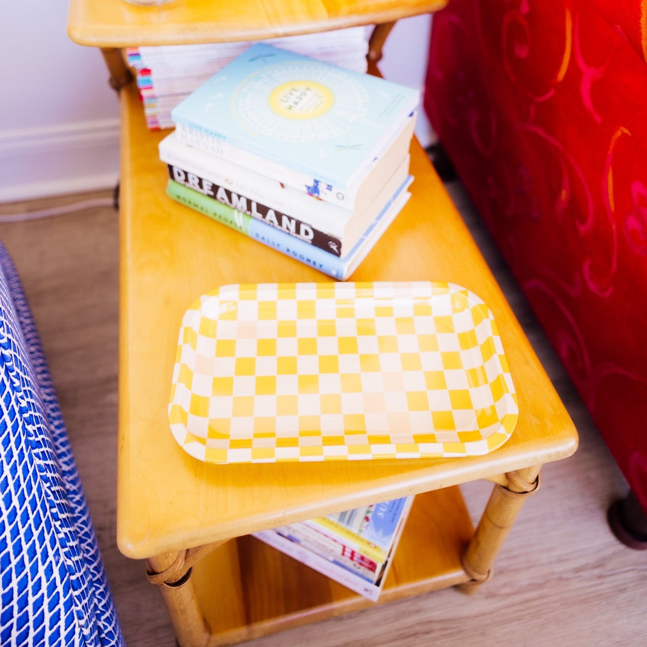 Yellow Check Medium Tray