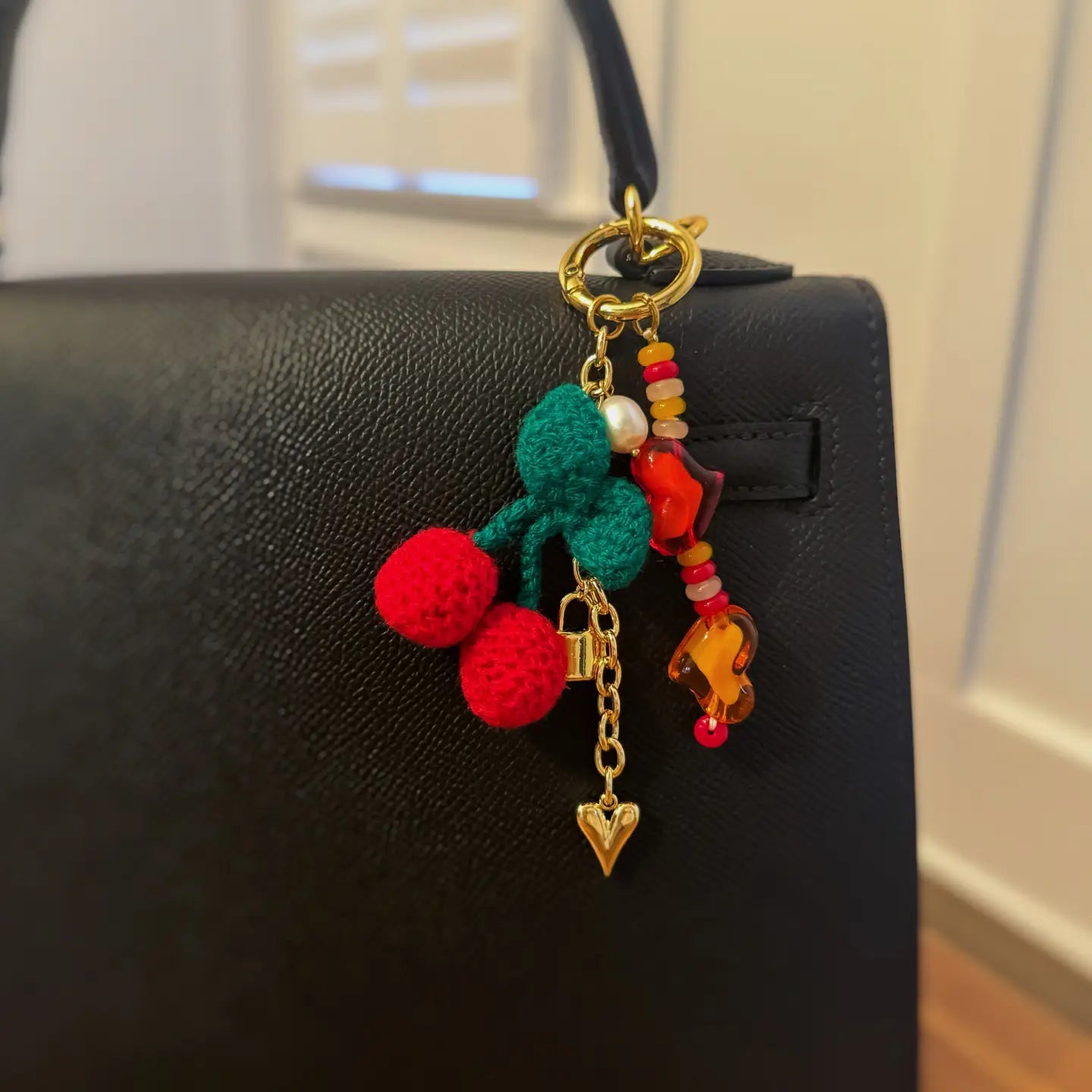 Heart Cherry Bag Charm