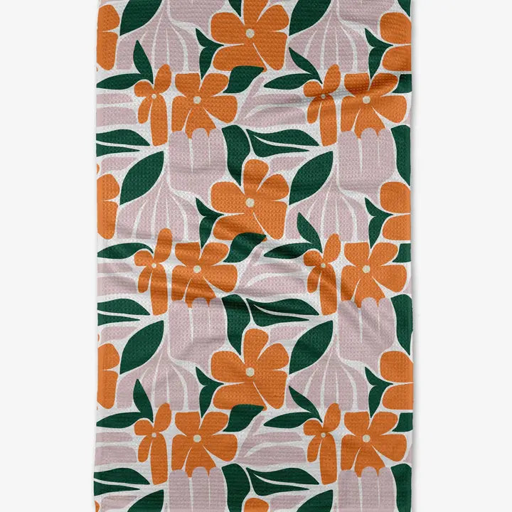 Modern Floral Geometry Tea Towel