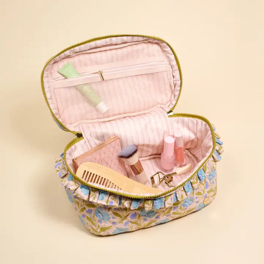 Aqua Poppin' Petals Quilted Cosmetic Bag