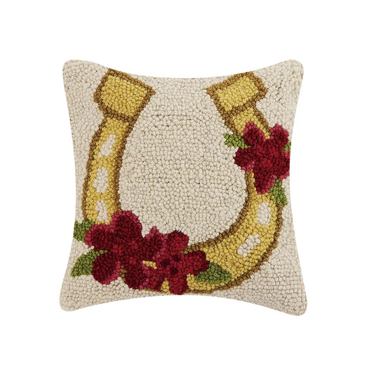 Gold Horseshoe W/ Flowers Hook Pillow