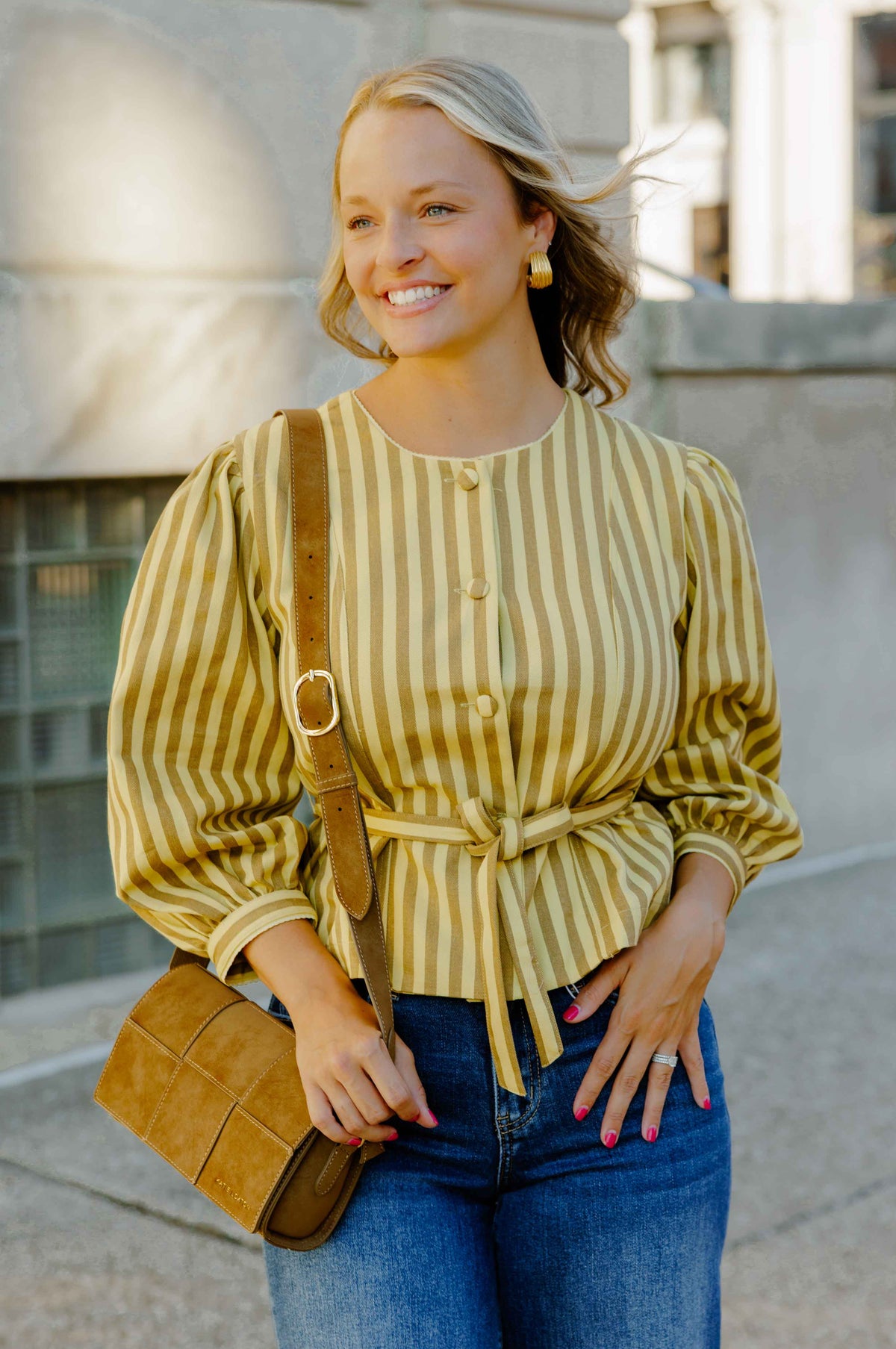 Benica Striped Peplum Top