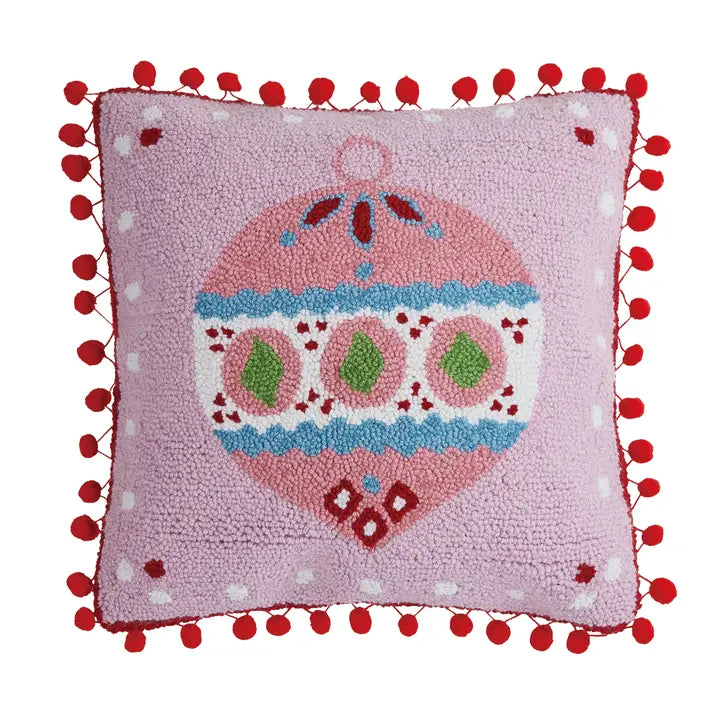 Pink Pom Ornament Hook Pillow