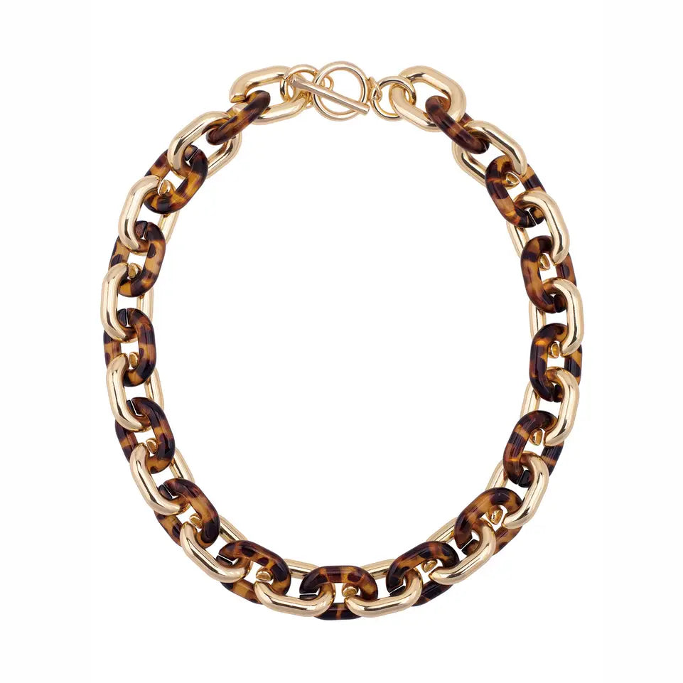 Tortoise Ava Resin Linked Toggle Necklace