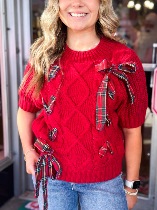 Red Tartan Bow Sweater