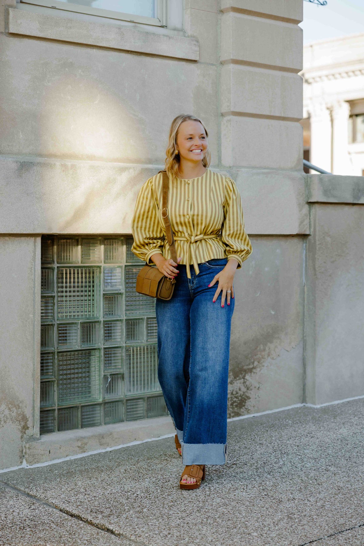 Benica Striped Peplum Top