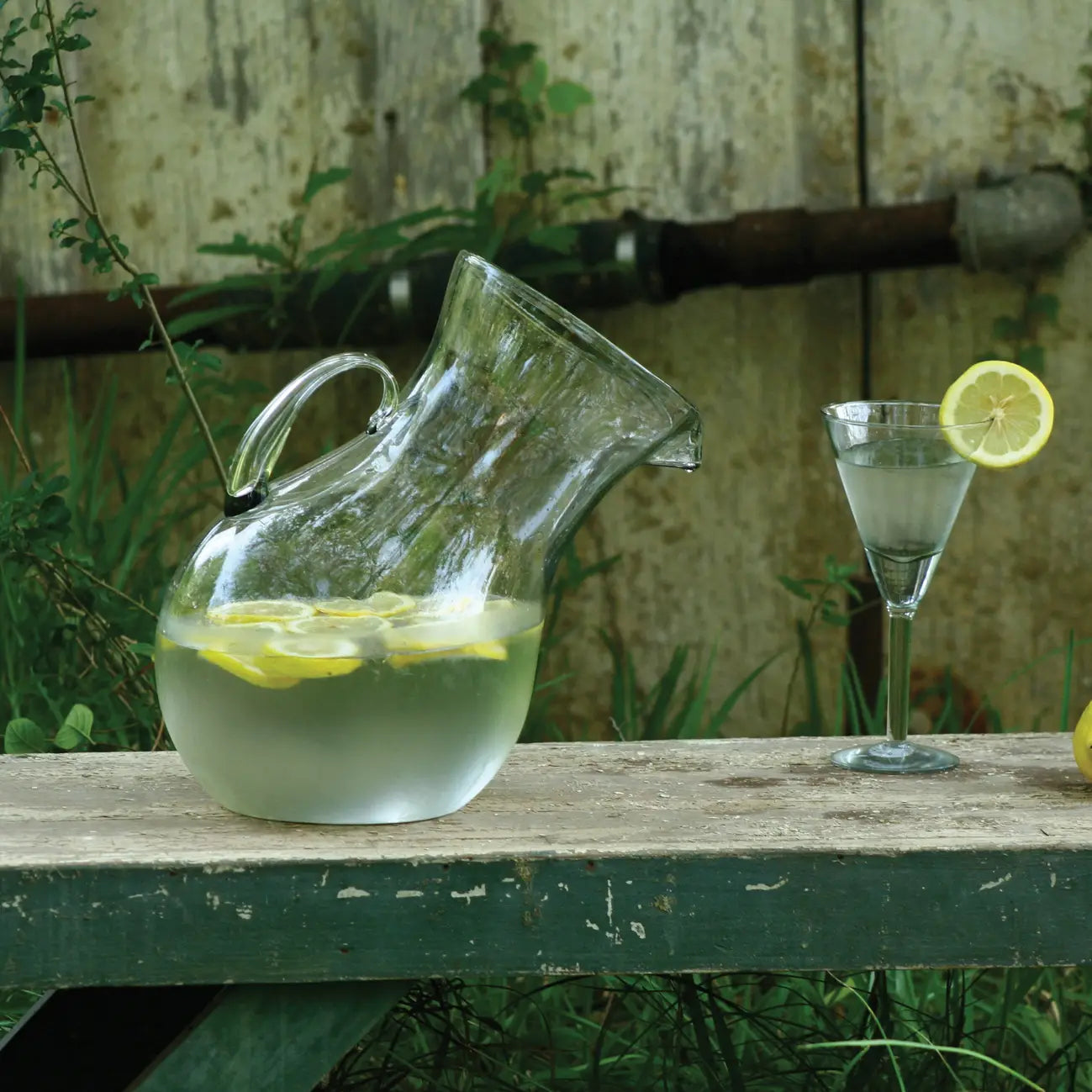 Large Glass Tilted Pitcher