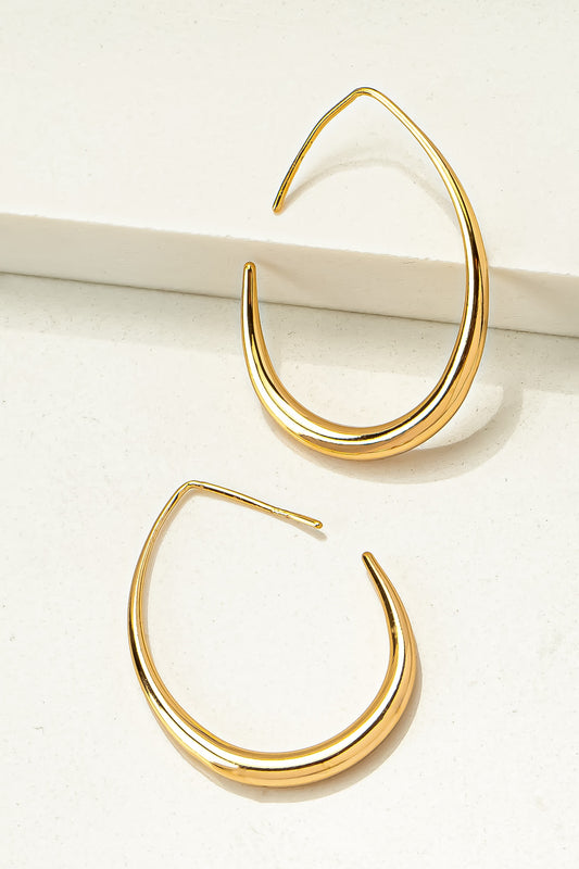 Gold Puffy Oval Hoop