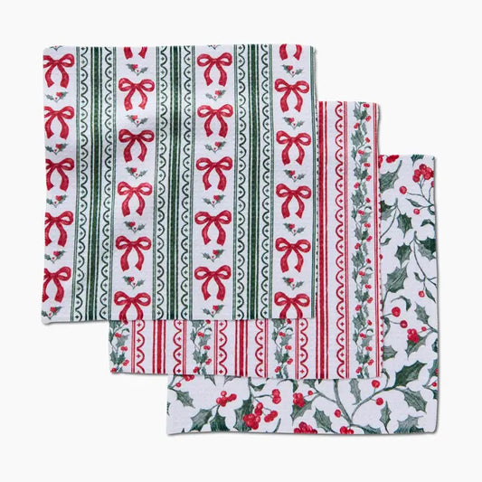 Christmas Ribbons Dishcloth Set