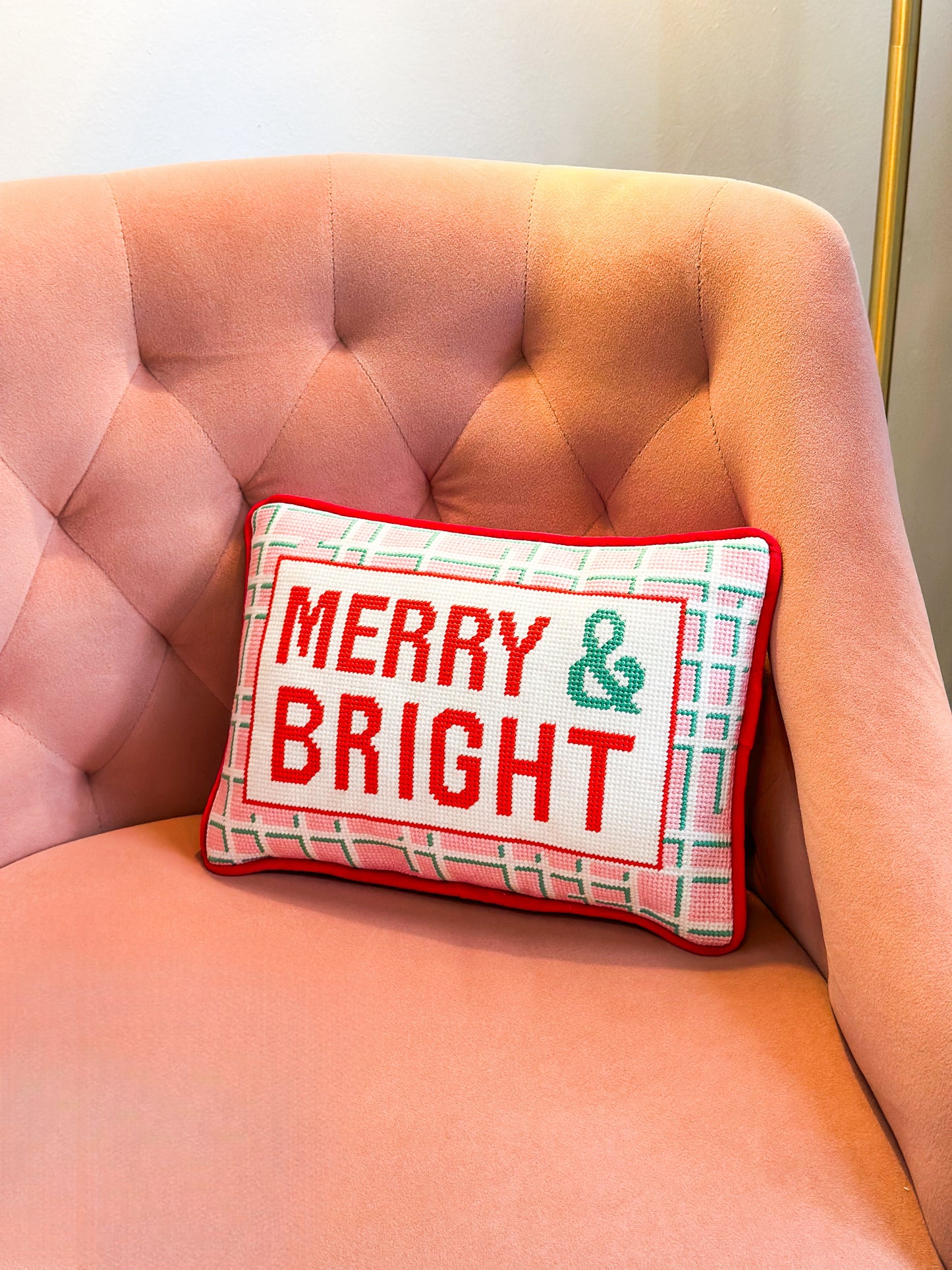 Merry & Bright Needlepoint Pillow