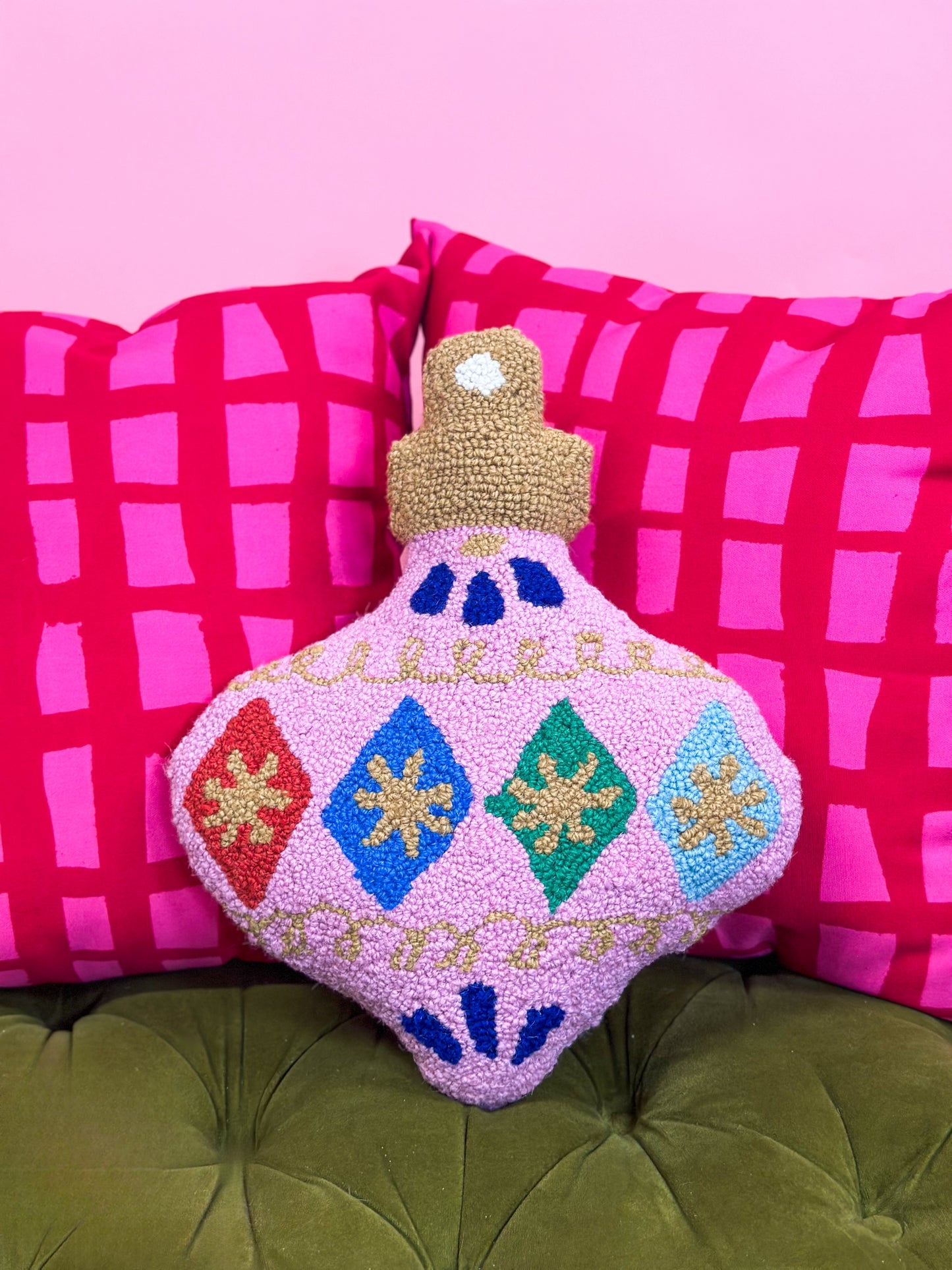 Pink Ornament Shaped Hook Pillow